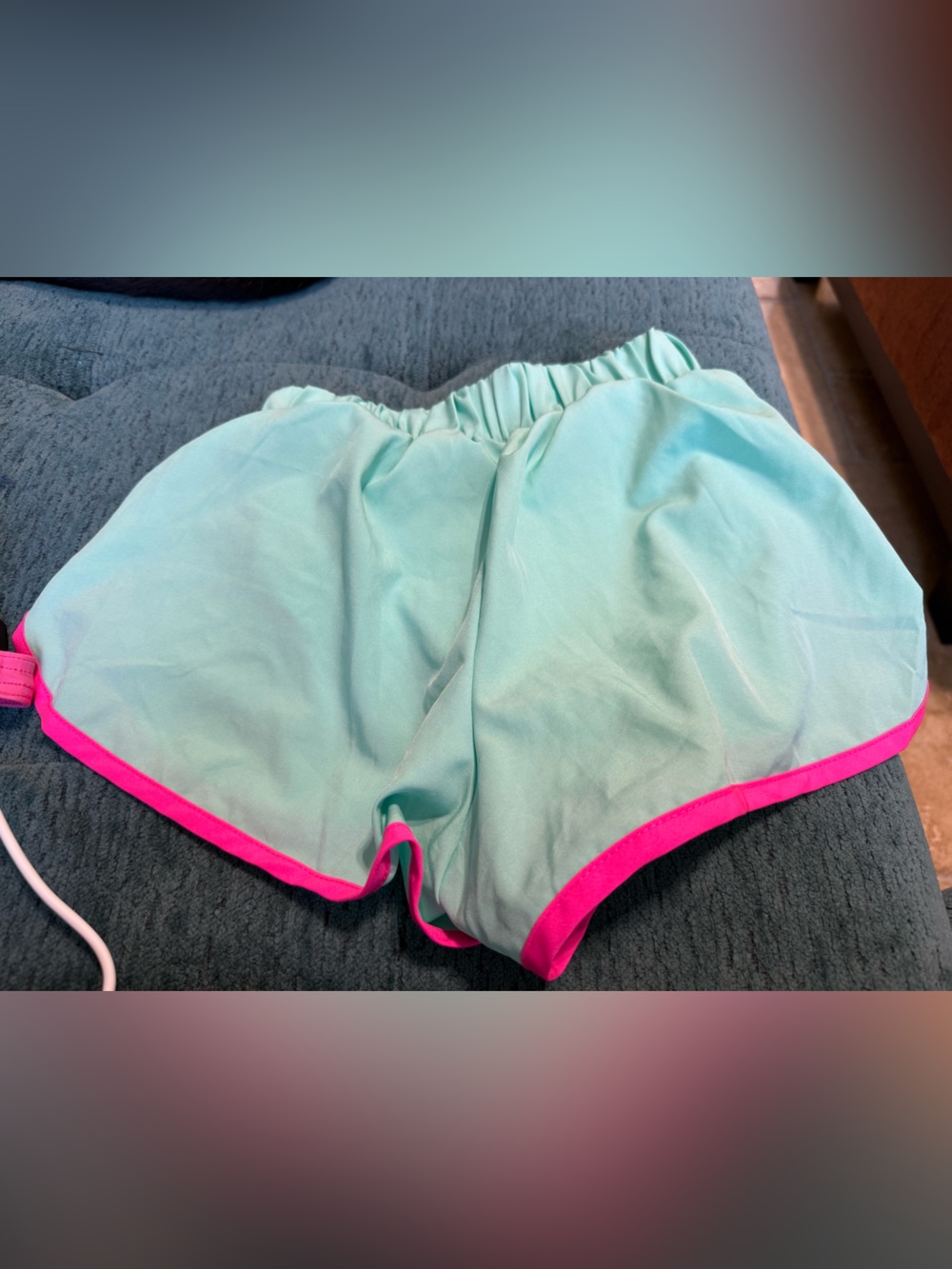 Kid Mint Athletic Shorts with Pink Trim - Oh La La Dancewear - CM - Child Medium
